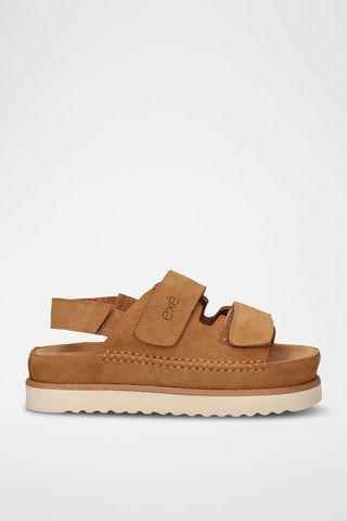Sandales plateformes en cuir - Camel