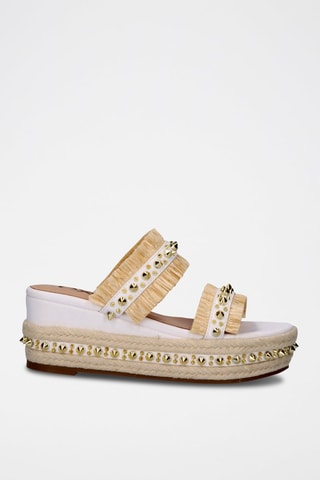 Mules compensées - Blanc et beige
