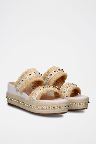 Mules compensées - Blanc et beige
