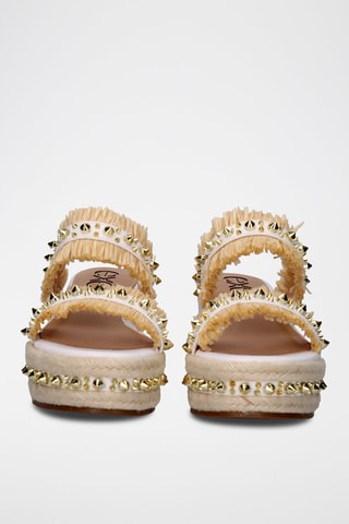 Mules compensées - Blanc et beige