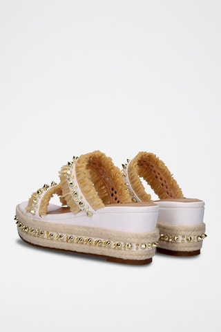 Mules compensées - Blanc et beige