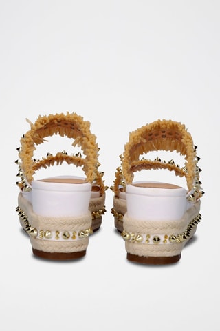 Mules compensées - Blanc et beige