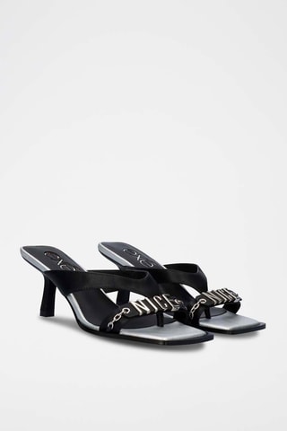Mules à talons en cuir - Noir