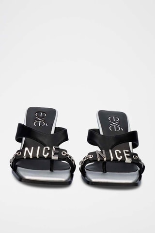Mules à talons en cuir - Noir