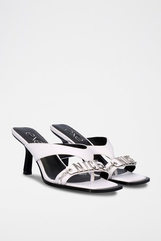 Mules à talons en cuir - Blanc
