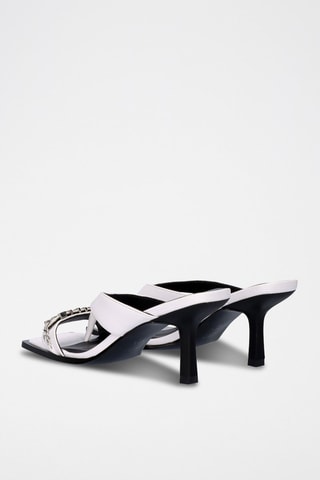 Mules à talons en cuir - Blanc