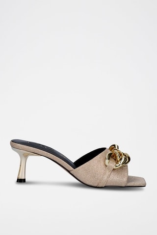 Mules à talons en cuir - Doré