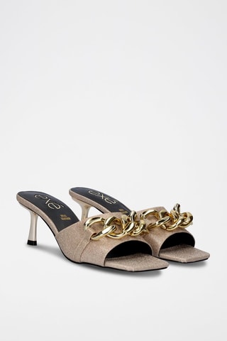 Mules à talons en cuir - Doré
