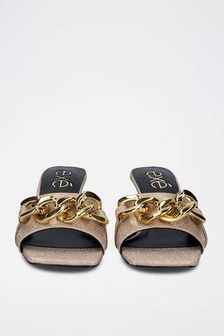Mules à talons en cuir - Doré