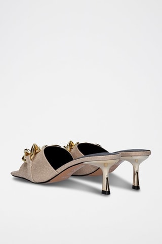 Mules à talons en cuir - Doré