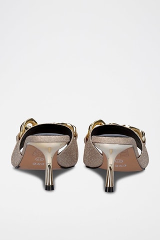 Mules à talons en cuir - Doré