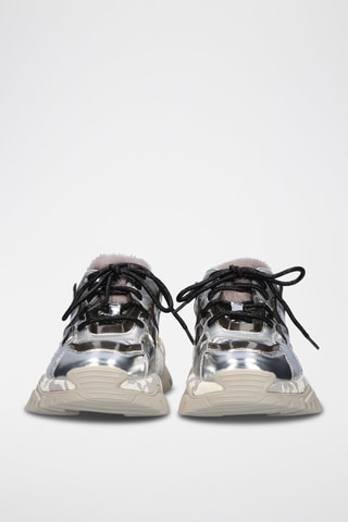Sneakers plateformes en cuir - Argenté