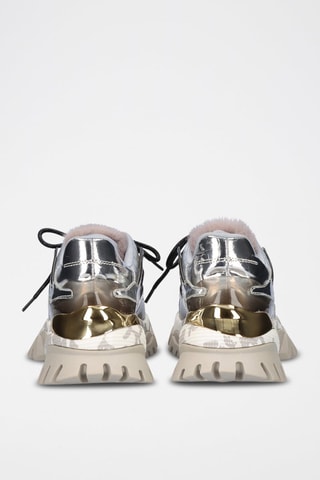 Sneakers plateformes en cuir - Argenté