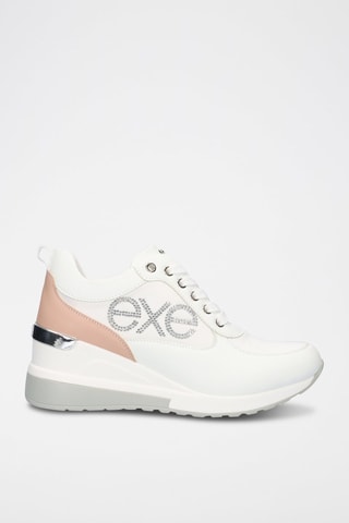 Sneakers compensées - Blanc et rose