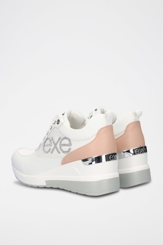 Sneakers compensées - Blanc et rose