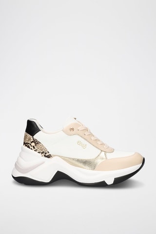 Baskets plateformes en  cuir - Beige