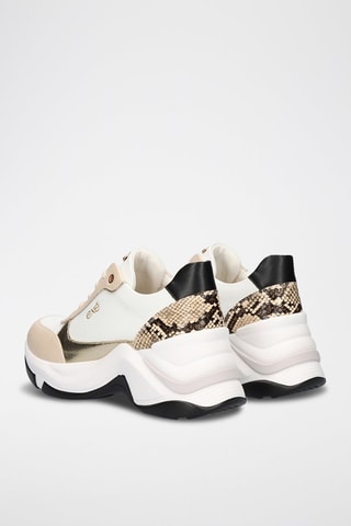Baskets plateformes en  cuir - Beige
