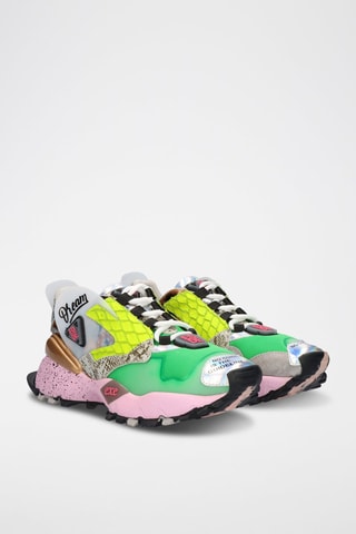 Baskets en cuir - Vert et jaune