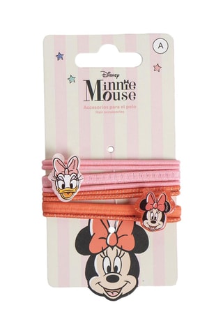 8 elásticos de cabelo Minnie e Margarida - Disney - Rosa e vermelho