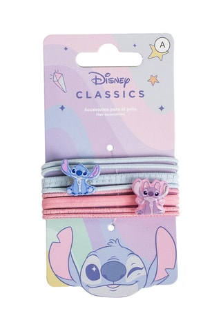 8 elásticos de cabelo Stitch e Angel - Lilo e Stitch - Disney - Rosa e azul