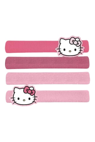 4 elásticos para cabelo Hello Kitty Sanrio - Fúcsia