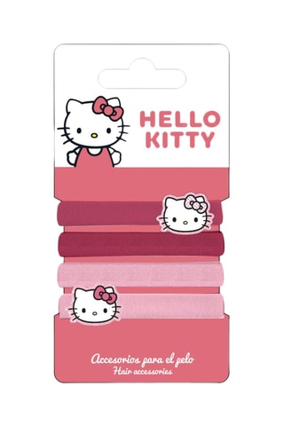 4 elásticos para cabelo Hello Kitty Sanrio - Fúcsia