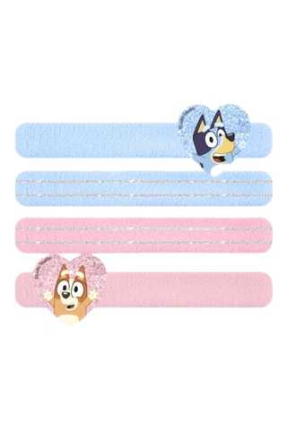 4 elásticos para cabelo Bluey e Bingo Bluey - Azul-celeste