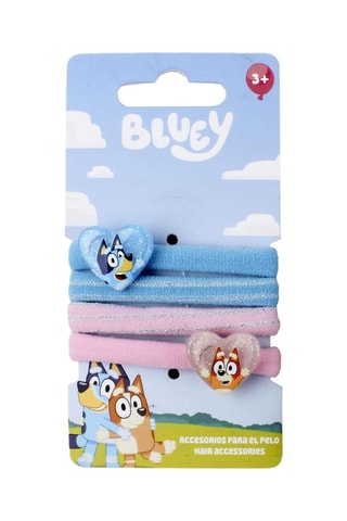 4 elásticos para cabelo Bluey e Bingo Bluey - Azul-celeste