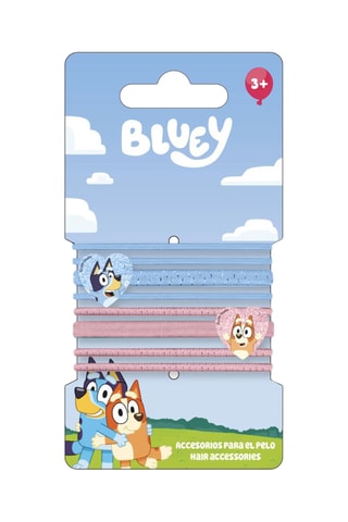 8 elásticos para cabelo Bluey e Bingo Bluey - Azul-celeste