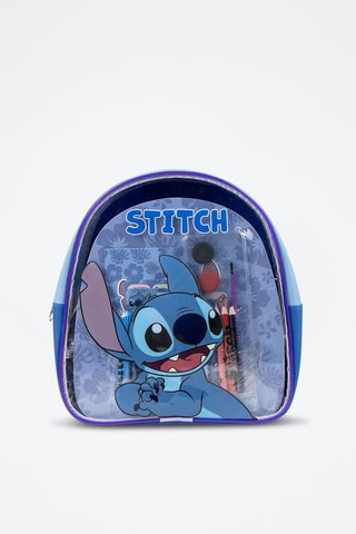 Mochila com material escolar Stitch Lilo e Stitch Disney - 20 peças - Azul-celeste