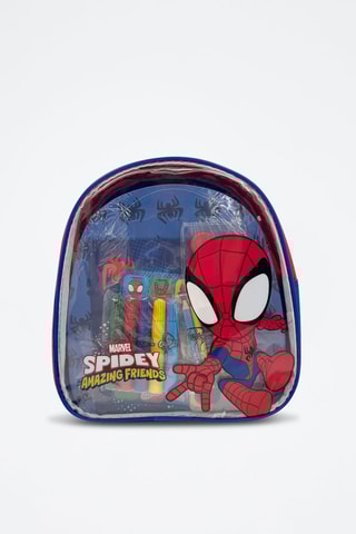 Mochila com material escolar Spidey e os seus amigos espetaculares Marvel - 20 peças - Vermelho e azul-rei
