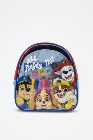 Mochila com material escolar Patrulha Pata - 20 peças - Vermelho e azul-rei