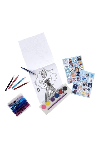 Mochila com material escolar Elsa e Anna Frozen Disney - 20 peças - Azul-celeste