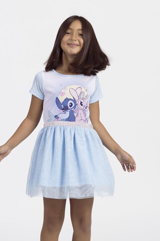 Vestido efeito ilusório Stitch e Angel Lilo e Stitch Disney - Azul-claro
