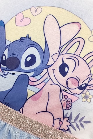 Vestido efeito ilusório Stitch e Angel Lilo e Stitch Disney - Azul-claro