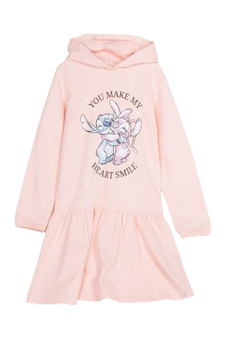 Vestido-sweat com capuz Stitch e Angel Lilo e Stitch Disney - Rosa-claro