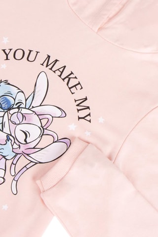 Vestido-sweat com capuz Stitch e Angel Lilo e Stitch Disney - Rosa-claro