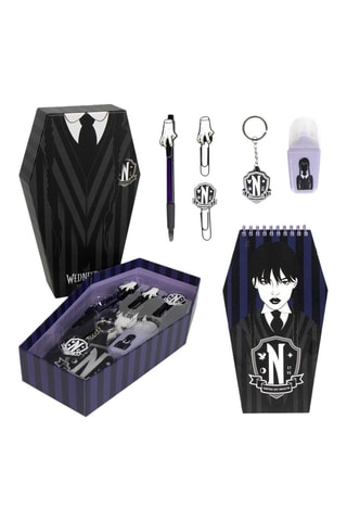 Coffret de papelaria Wednesday Addams - 6 peças - Violeta
