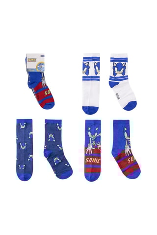 3 pares de meias Sonic Azul-cobalto, branco e vermelho