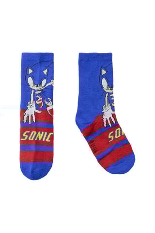3 pares de meias Sonic Azul-cobalto, branco e vermelho