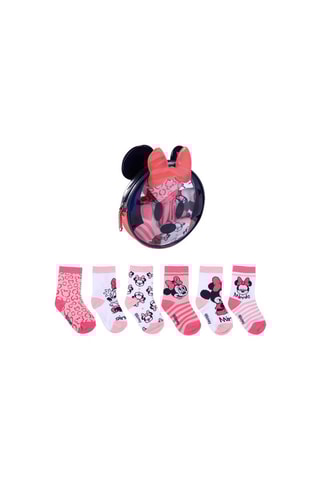 5 pares de meias Minnie Disney - Rosa e branco