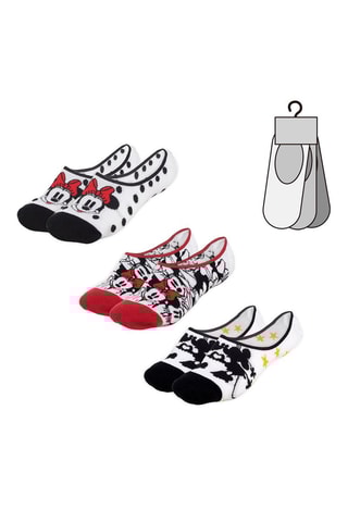 3 pares de meias curtas Minnie Disney - Branco e preto
