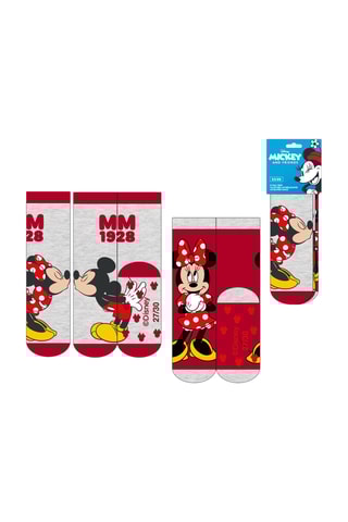 2 pares de meias Mickey e Minnie Disney - Vermelho e cinzento mesclado