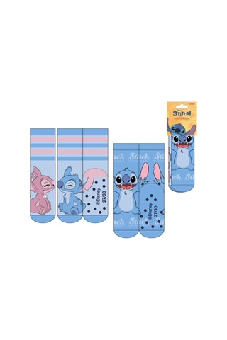 2 pares de meias Stitch Lilo e Stitch Disney - Azul-celeste e rosa maquilhagem 