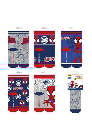 5 pares de meias Homem-Aranha Os Vingadores Marvel - Azul-marinho e vermelho
