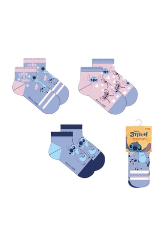 3 pares de meias Stitch Lilo e Stitch Disney - Azul e rosa maquilhagem