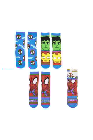 3 pares de meias Vingadores Marvel - Vermelho, azul-cobalto e verde