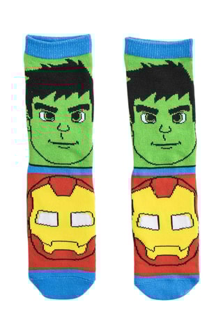 3 pares de meias Vingadores Marvel - Vermelho, azul-cobalto e verde