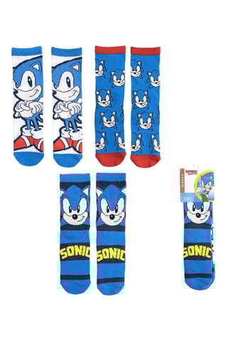 3 pares de meias Sonic - Azul-real e branco