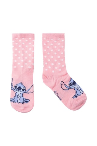 5 pares de meias Stitch Lilo e Stitch Disney - Branco, malva e rosa